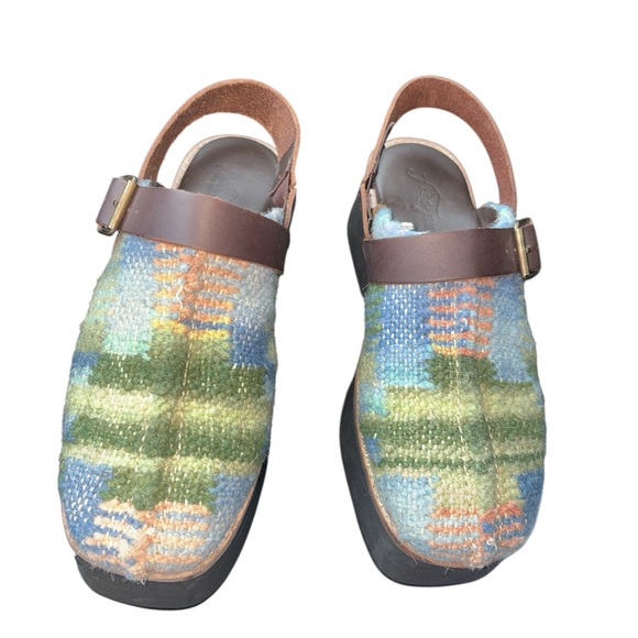 Free People Astrid Blue Multi stargazer Platform Mules 8 - Picture 3 of 7